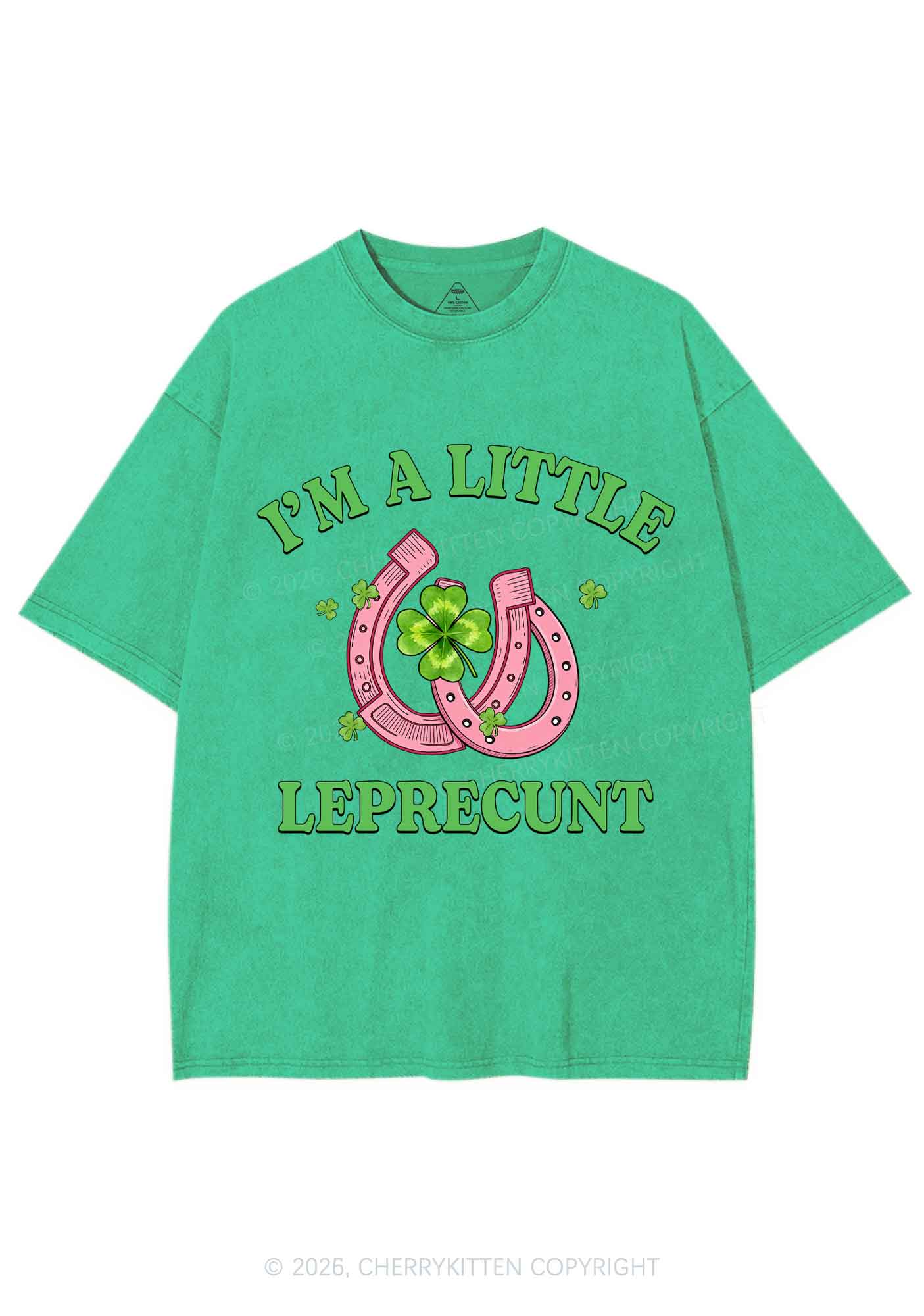 Im A Little Leprecxxt St Patricks Y2K Shirts Washed Tee Cherrykitten