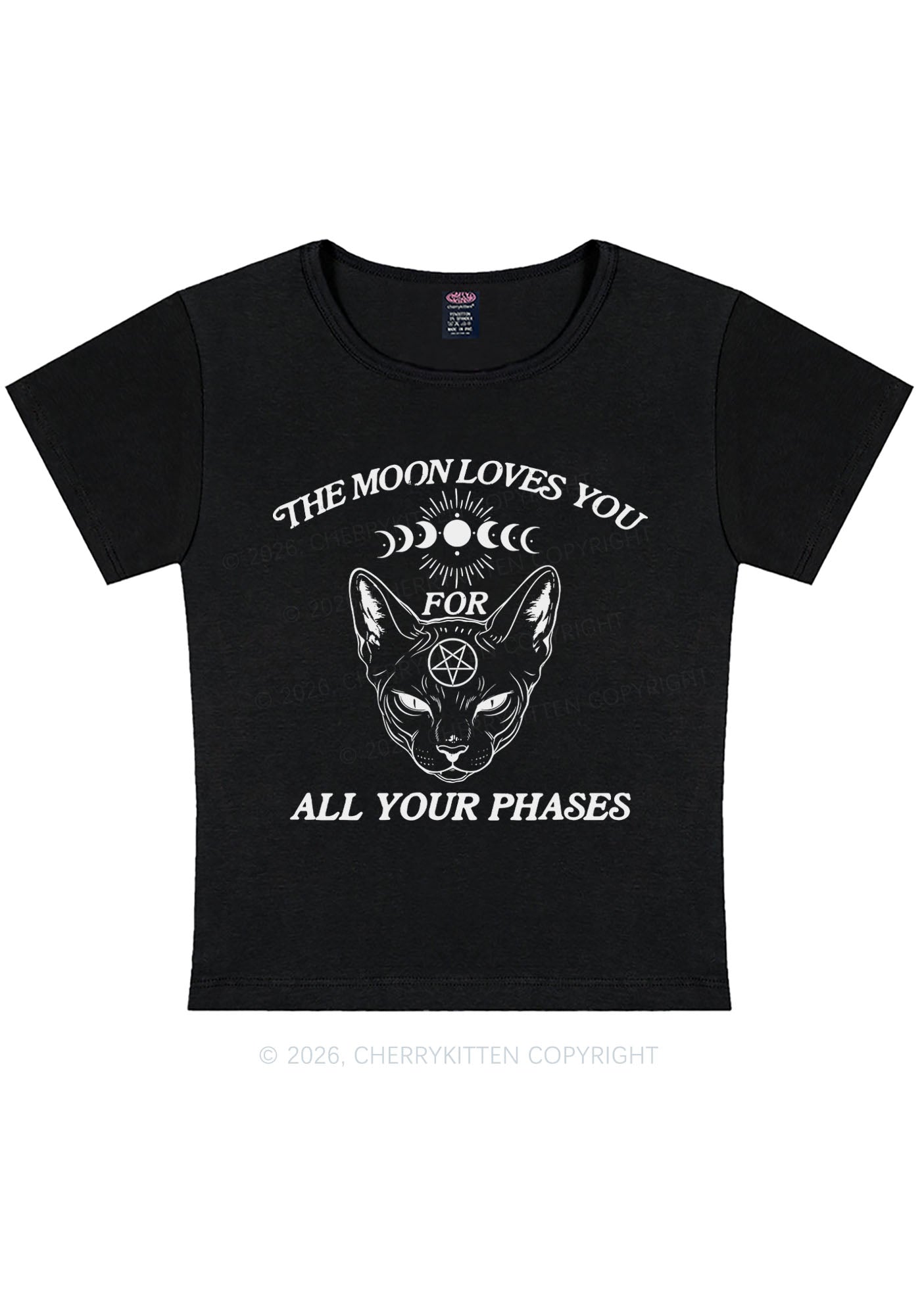 Halloween The Moon Loves You Y2K Baby Tee Cherrykitten