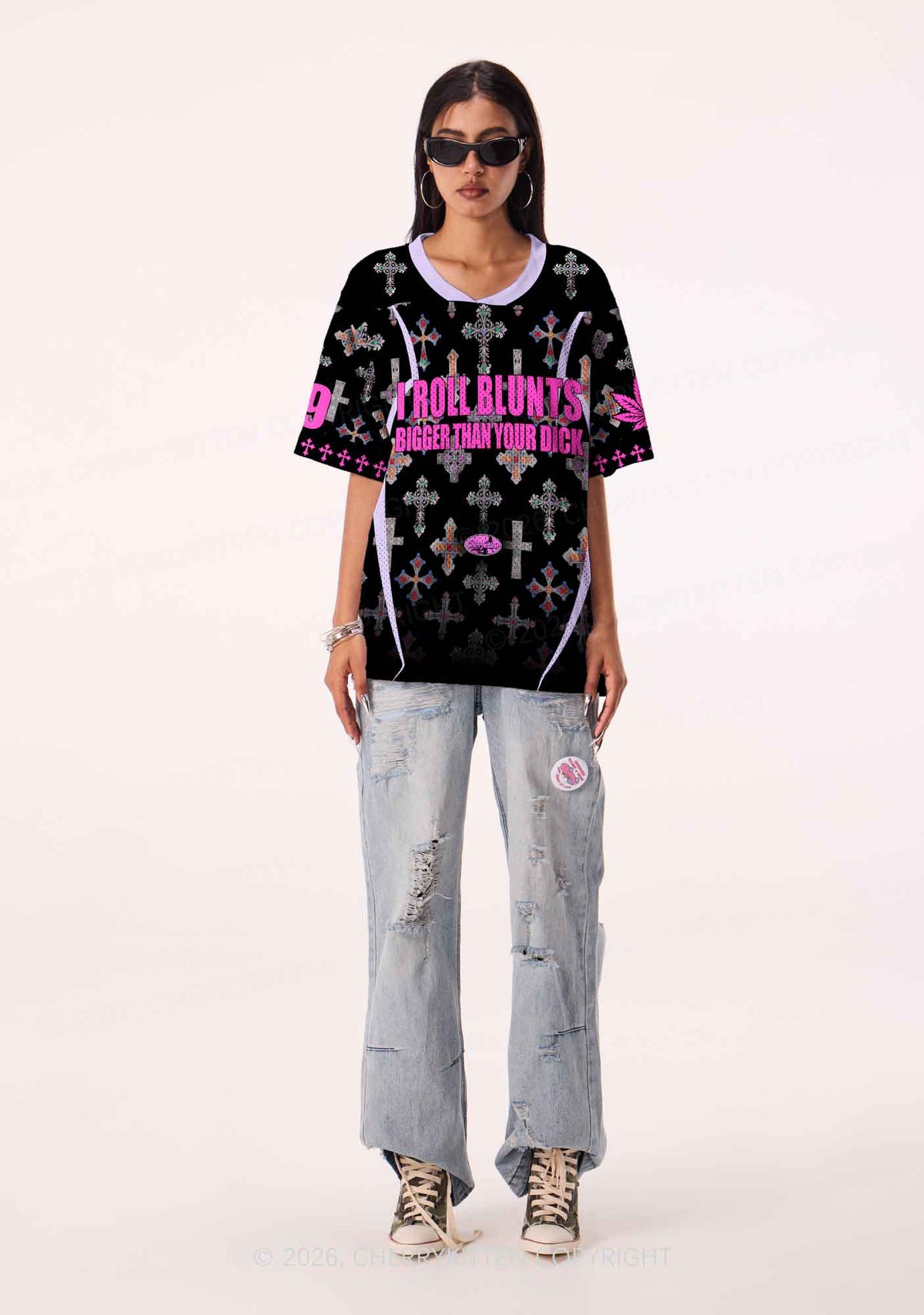 I Roll Blunts Cross Y2K Sport Jersey Shirts Cherrykitten