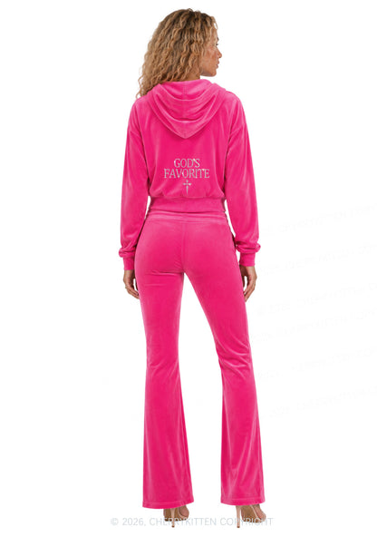 Rhinestone Gods Favorite Y2K Velvet Tracksuit Set Cherrykitten