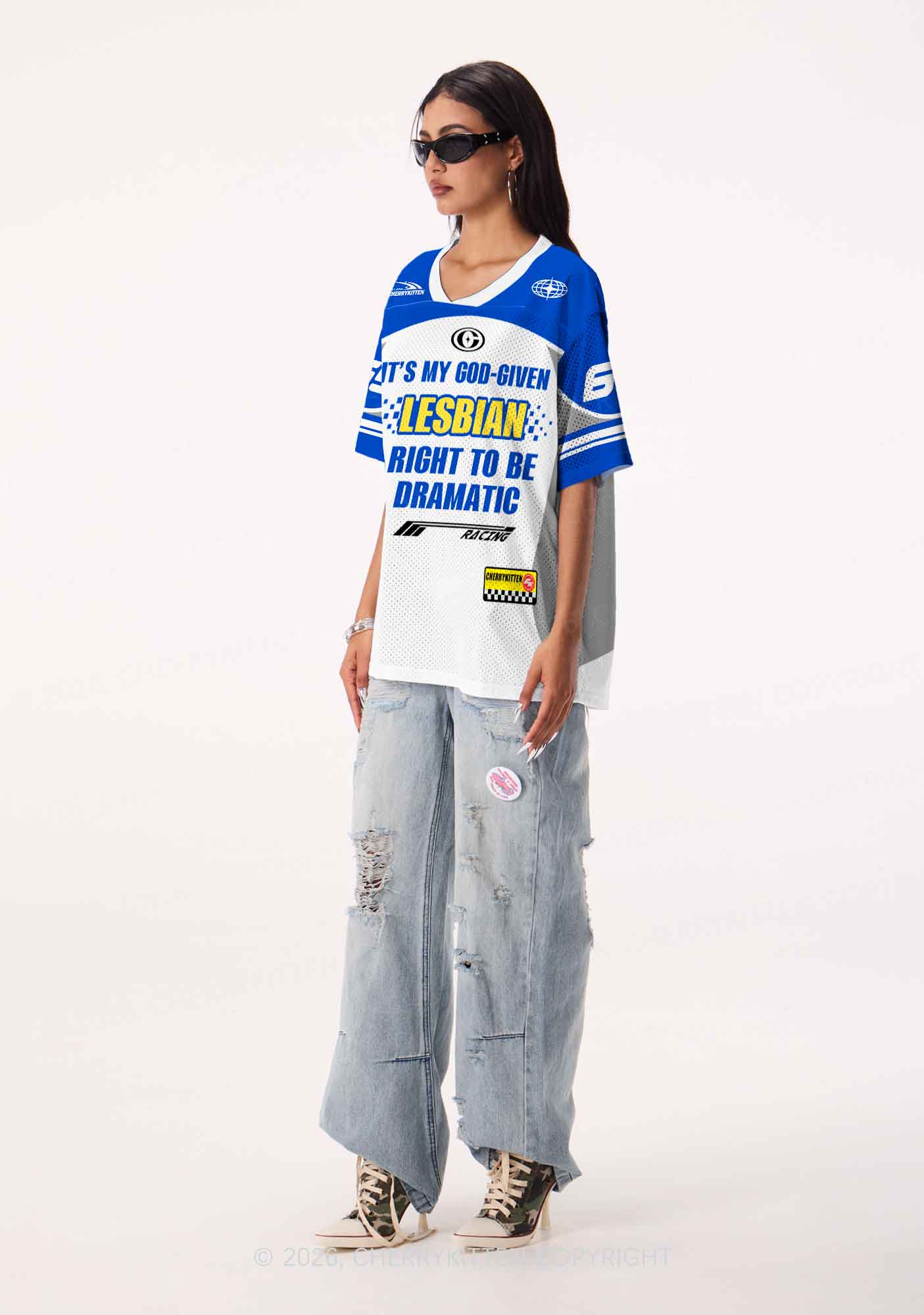 God Given Lesbian Right Pride Y2K Sport Jersey Shirts Cherrykitten