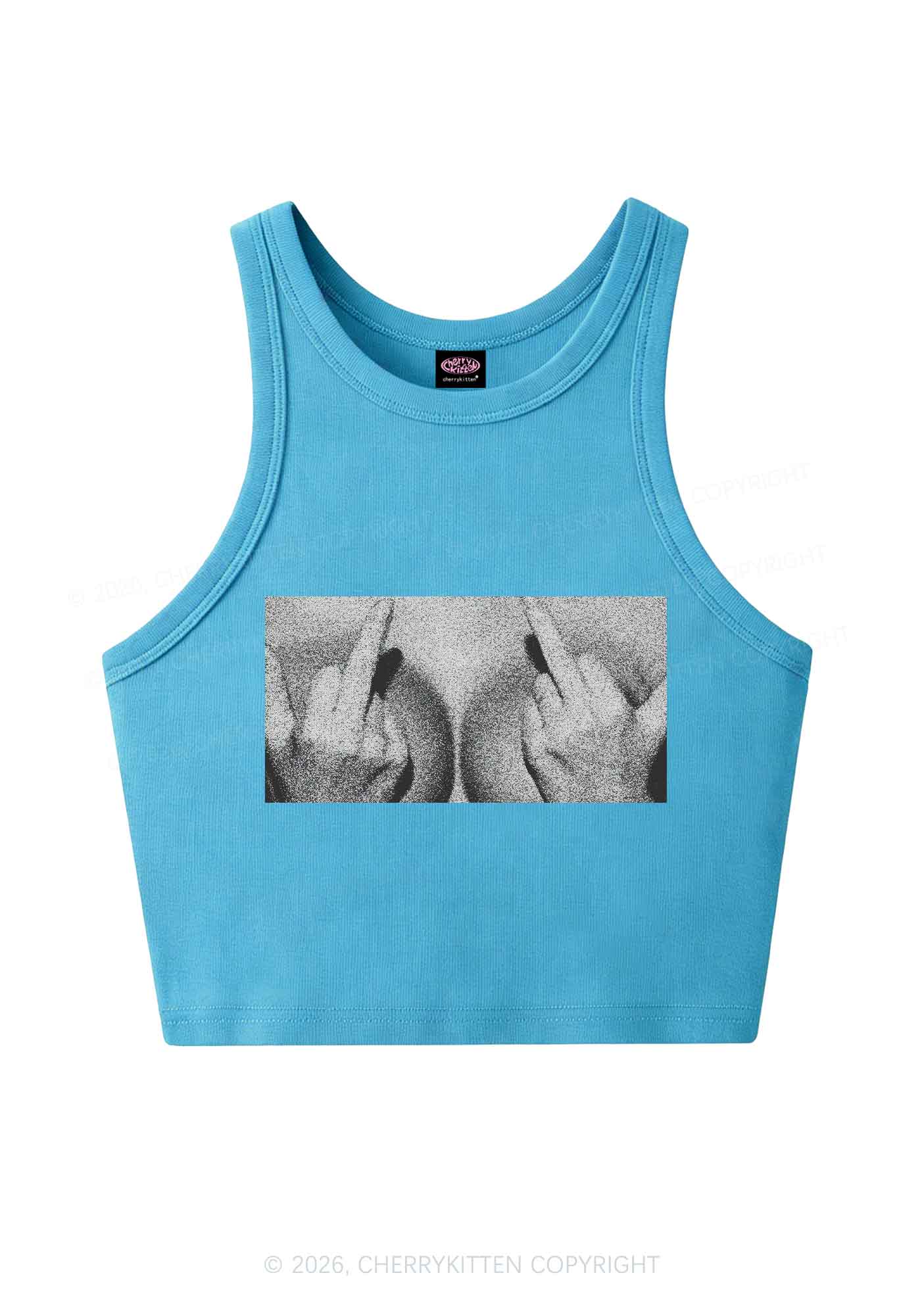 Middle Finger Bxxbs Y2K Crop Tank Top Cherrykitten