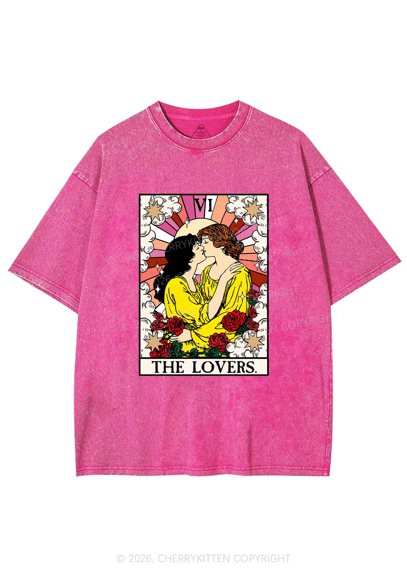 Kissing Lesbians Pride Y2K Shirts Washed Tee Cherrykitten