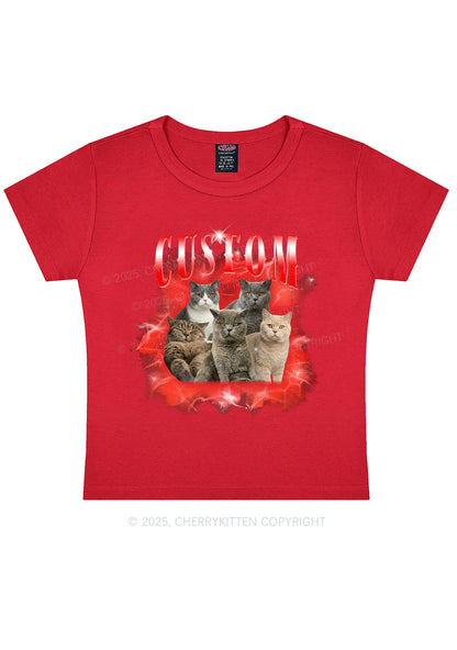 Custom Cat Photo Art Y2K Baby Tee Cherrykitten