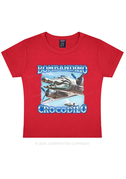 Bombandino Crocodilo Italian Brainrot Shirt Y2K Baby Tee Cherrykitten