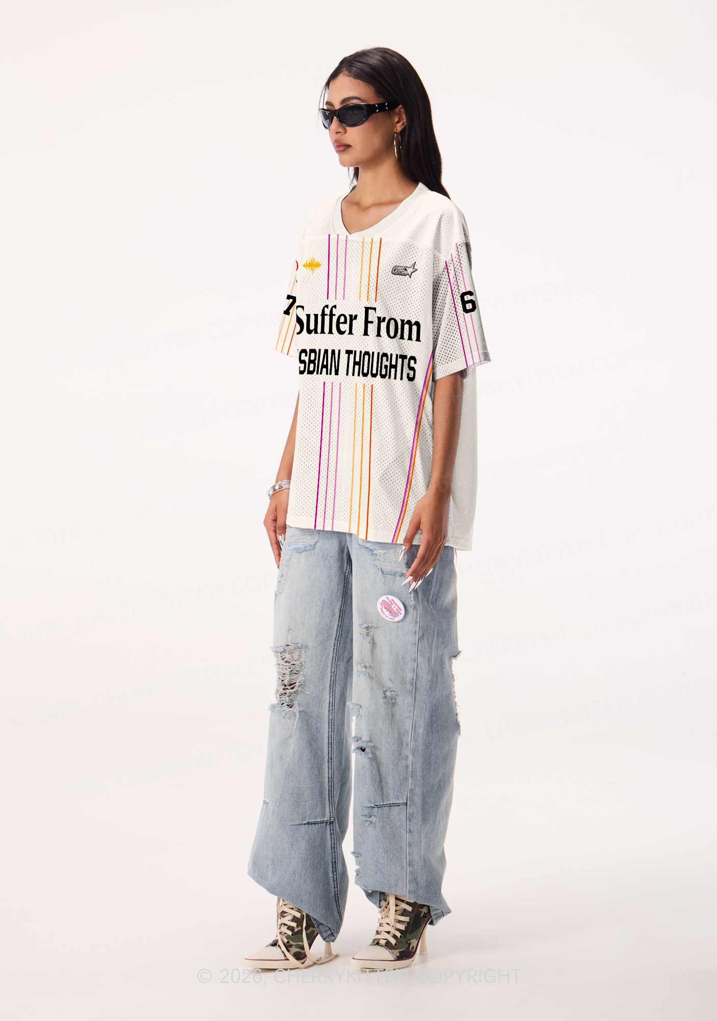 I Suffer From Lesbian Thoughts Pride Y2K Sport Jersey Shirts Cherrykitten