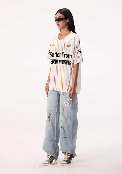 I Suffer From Lesbian Thoughts Pride Y2K Sport Jersey Shirts Cherrykitten
