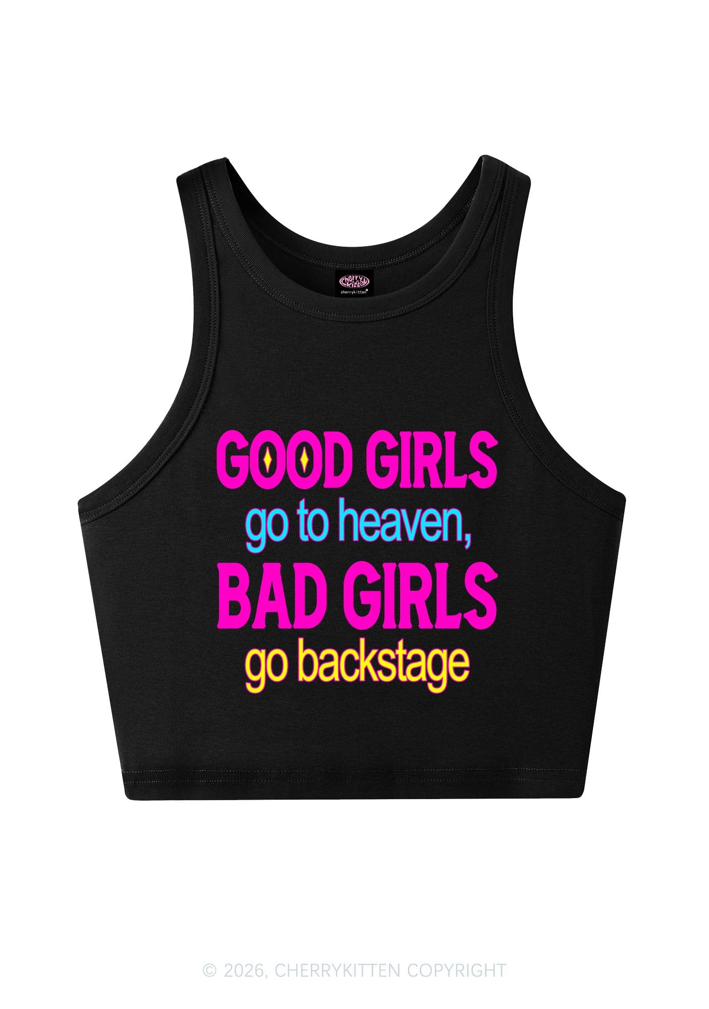 Bad Girls Go Backstage Y2K Crop Tank Top Cherrykitten