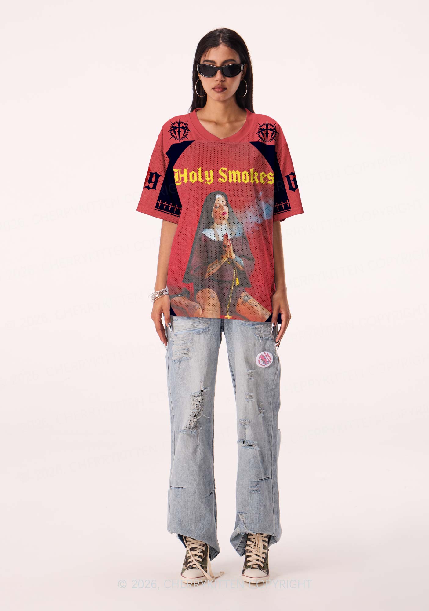 Holy Smokes Y2K Sport Jersey Shirts Cherrykitten