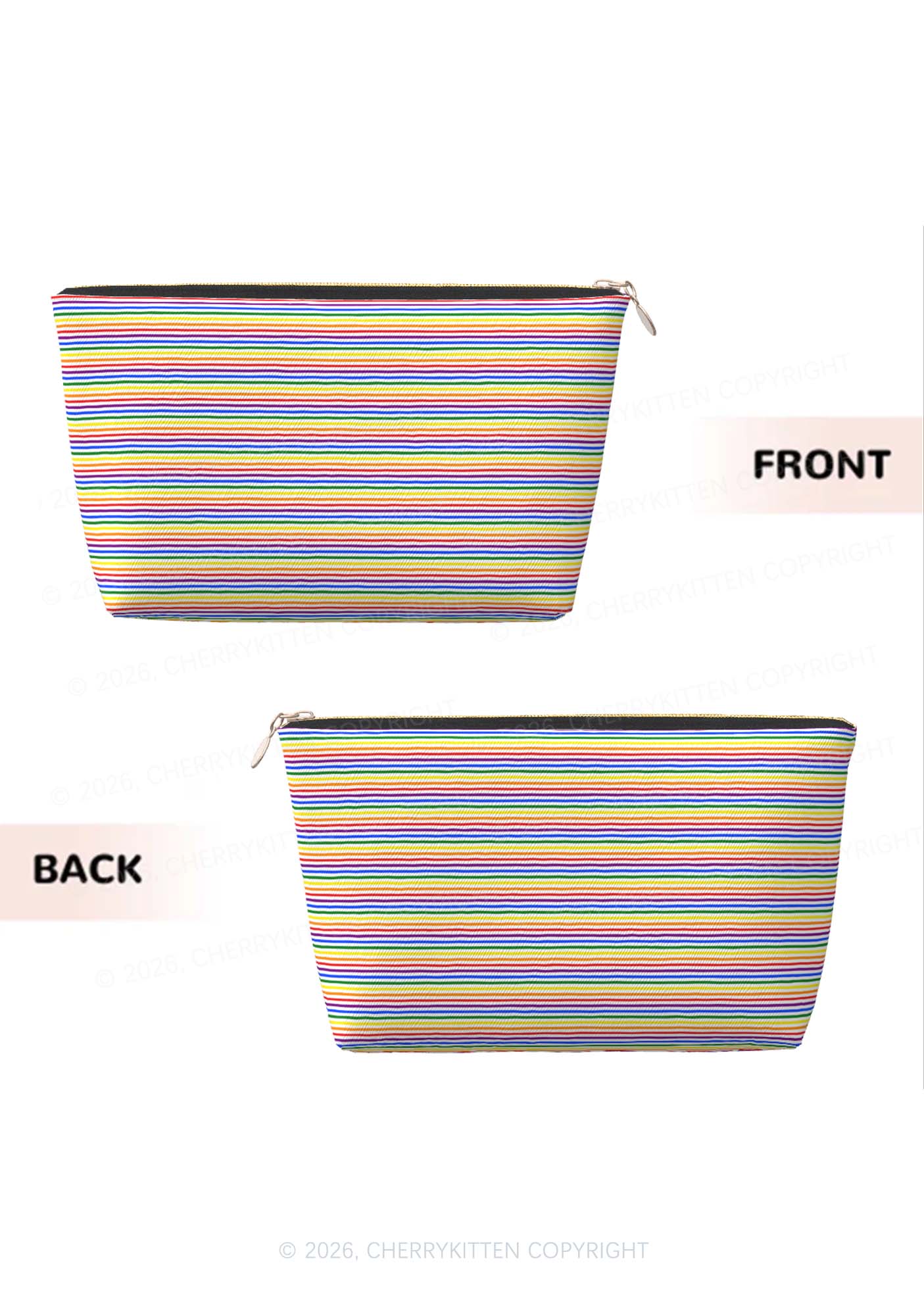 Rainbow Stripes Pride Y2K Makeup Bag Cherrykitten