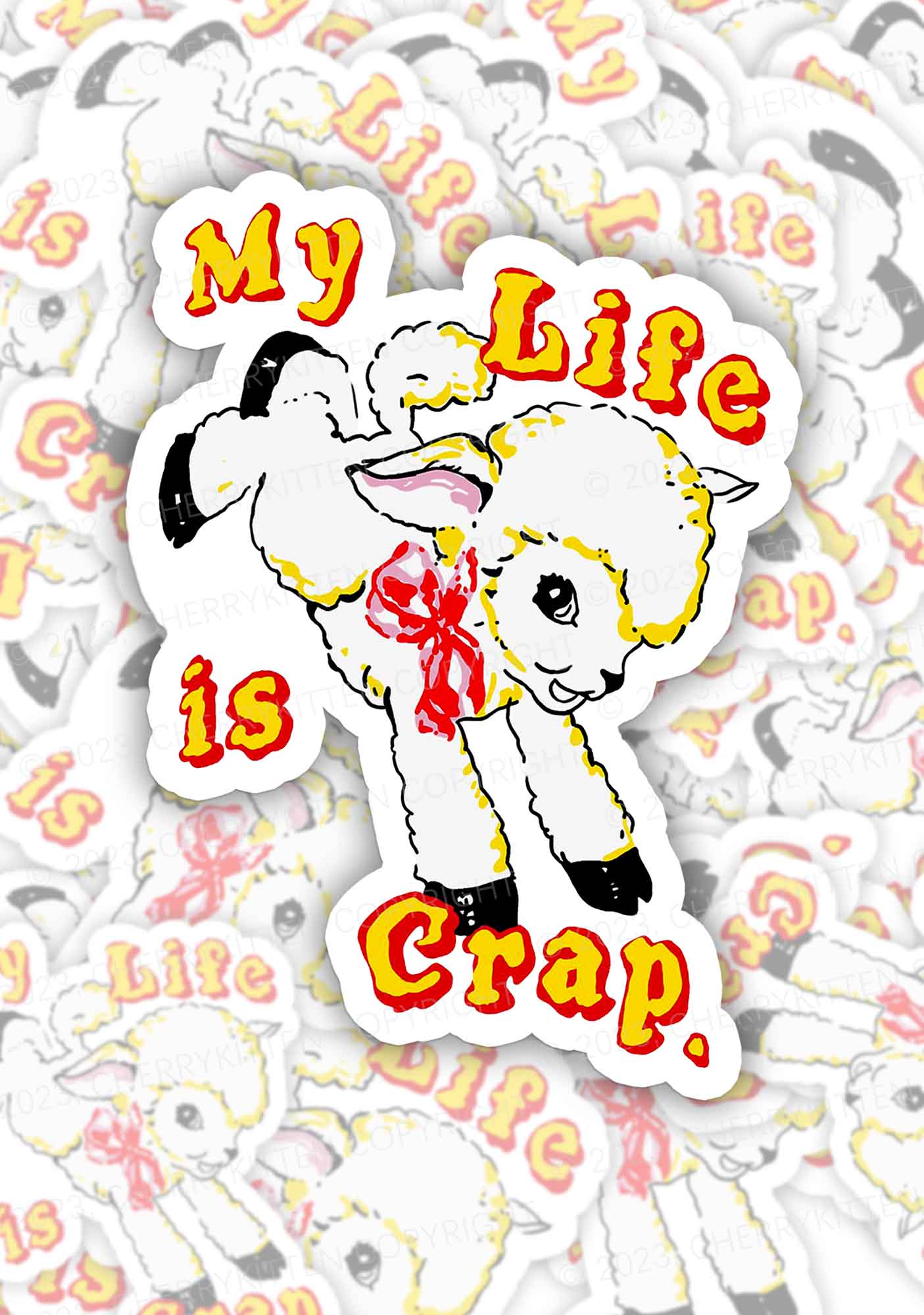 Sticker Crap Cherrykitten Life Is Crap 1Pc Y2K Sticker Cherrykitten for Sale