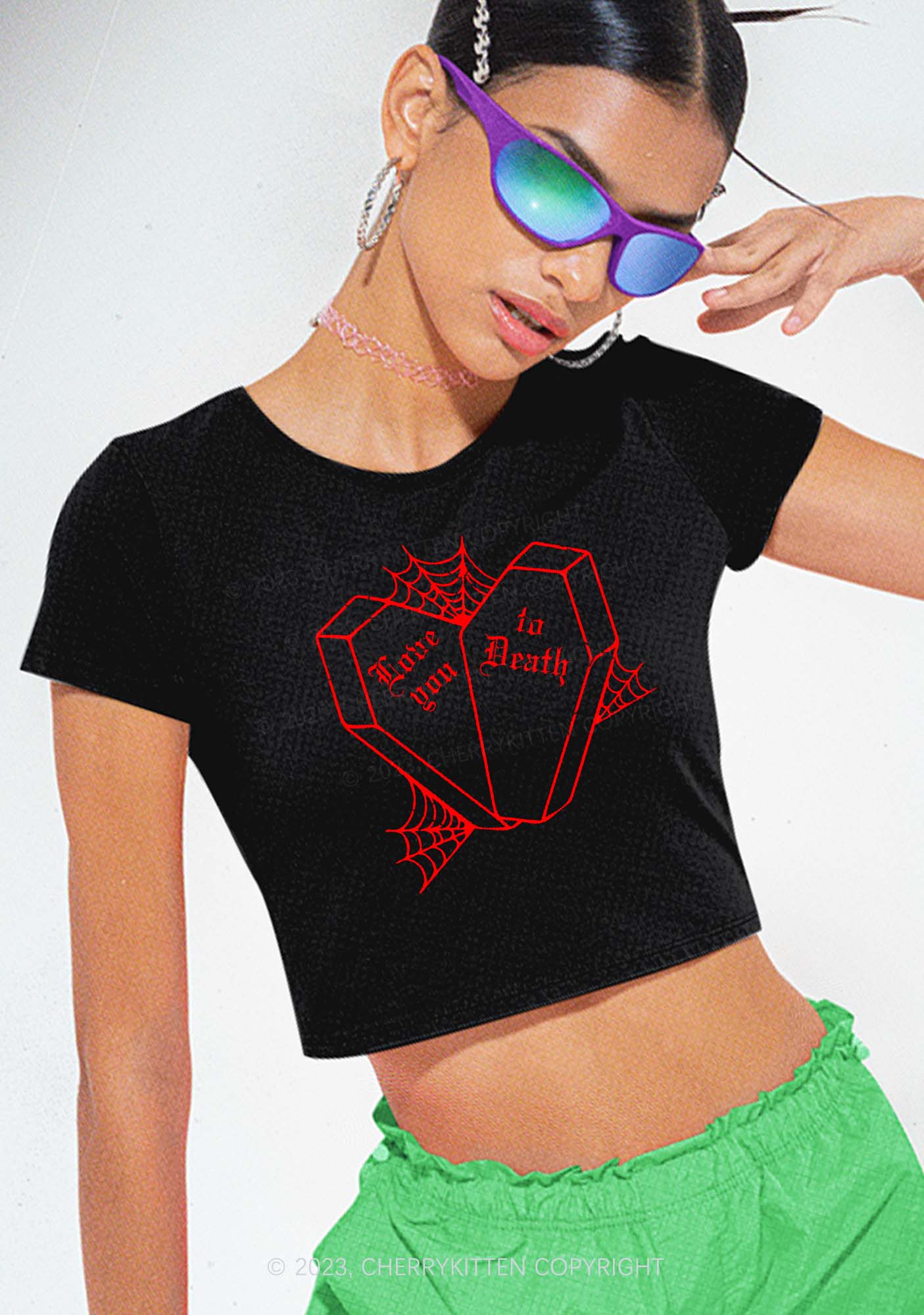 Love You To Death Halloween Baby Tee Cherrykitten