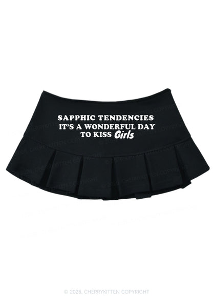 Wonderful Day To Kiss Girls Pride Y2K Mini Pleated Skirts Cherrykitten