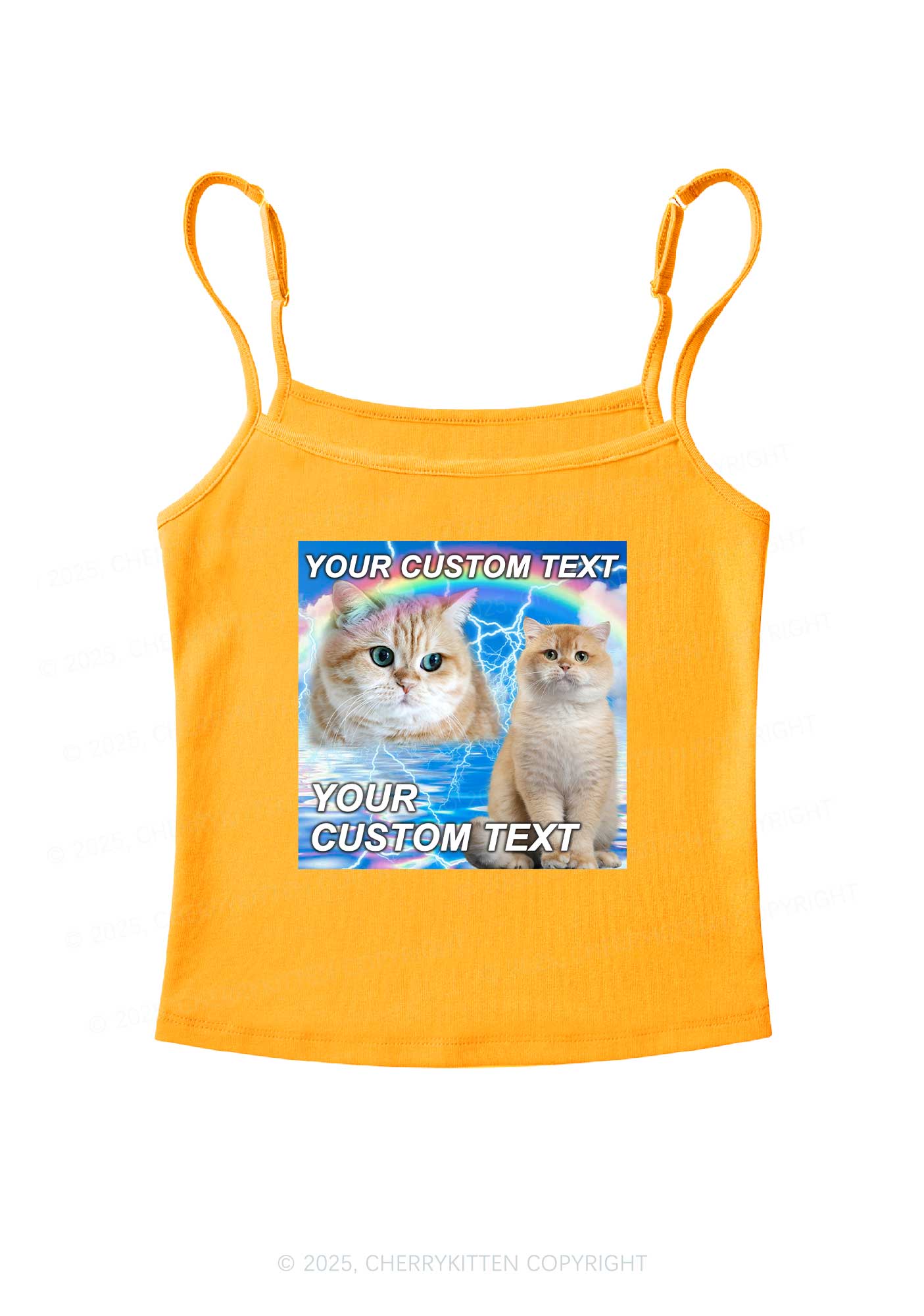Custom Text Your Kitten Y2K Spaghetti Strap Cami Cherrykitten