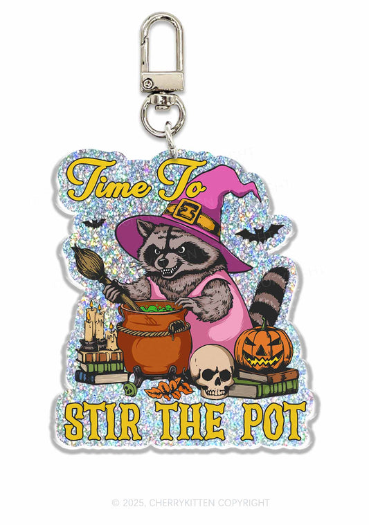 Halloween Time To Stir The Pot 1Pc Y2K Glitter Keychain Cherrykitten