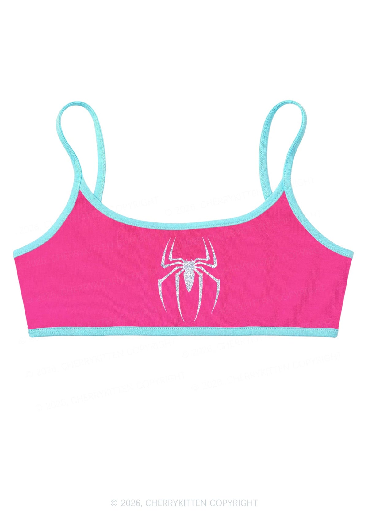 Glitter Spider Y2K Super Crop Cami Cherrykitten