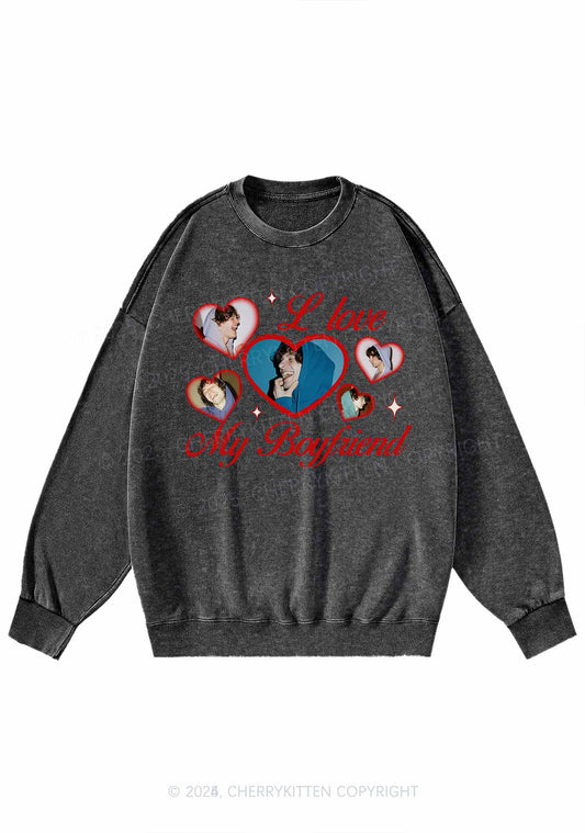 Custom Boyfriend Photos Y2K Washed Sweatshirts Cherrykitten
