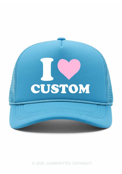 I Love Custom Valentine's Day Y2K Trucker Hat Cherrykitten
