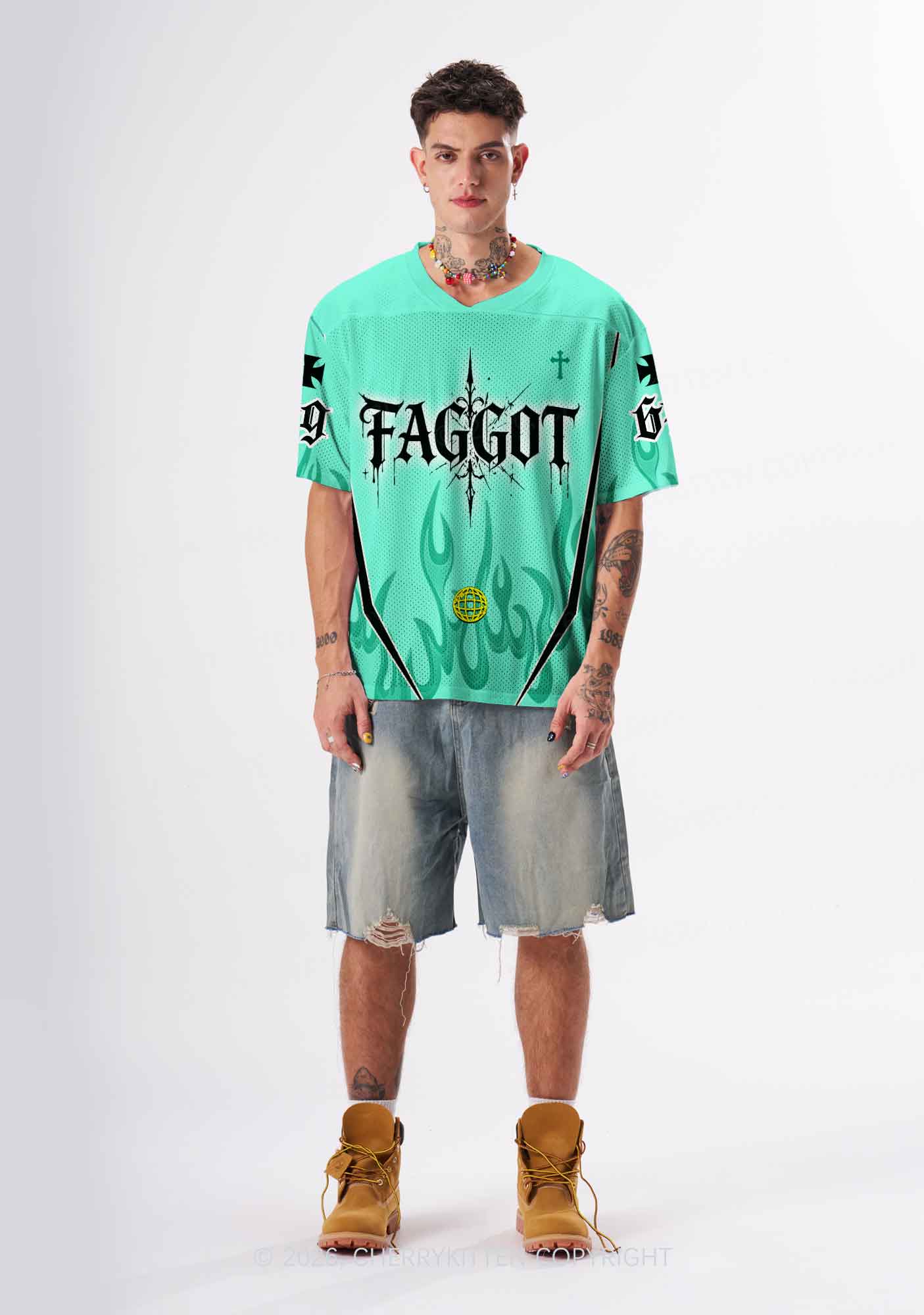 Mint Green Gothic Faggot Pride Y2K Sport Jersey Shirts Cherrykitten