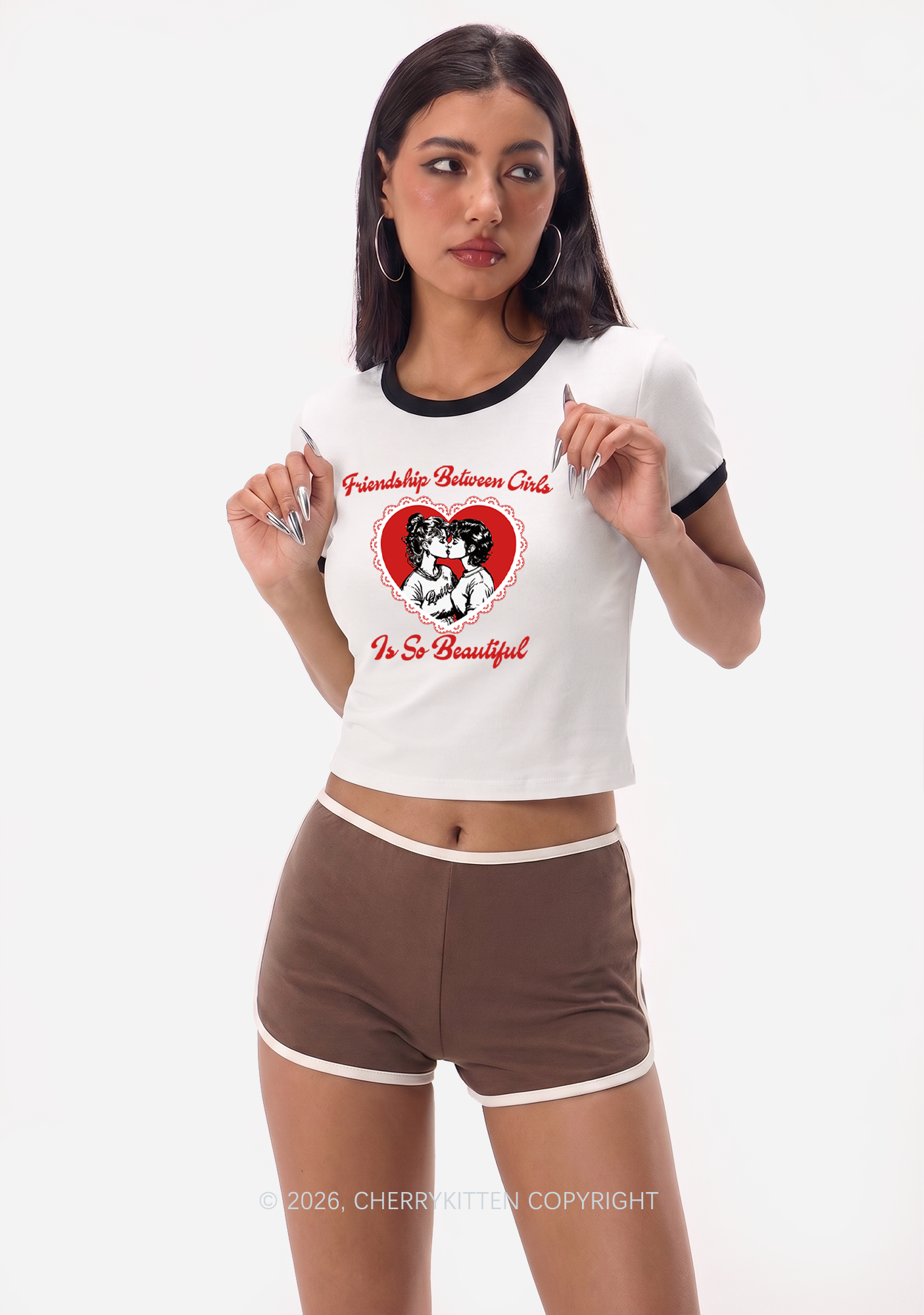 Friendship Between Girls Pride Y2K Ringer Tee Cherrykitten