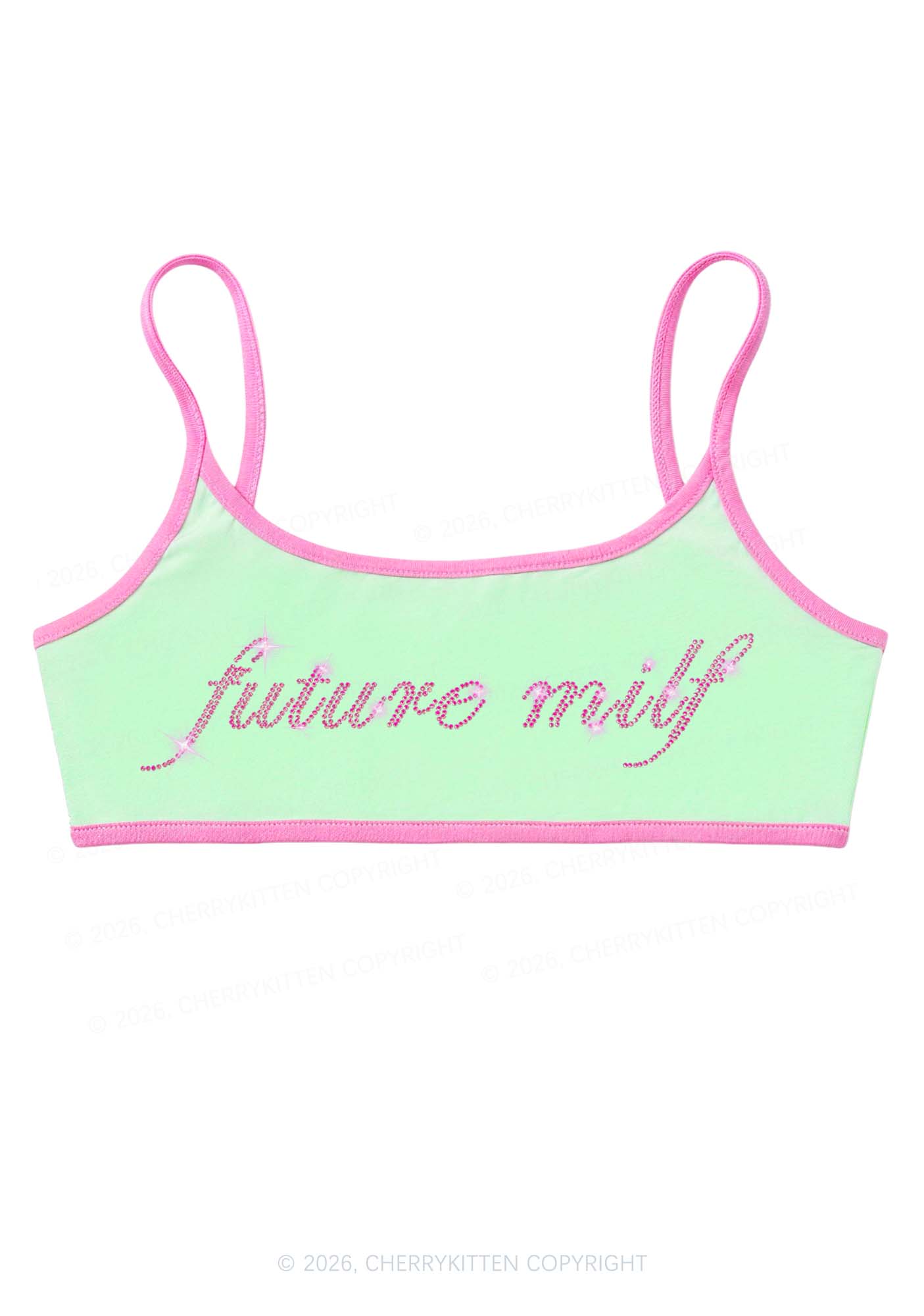 Rhinestone Pink Future Mxxf Y2K Super Crop Cami Cherrykitten