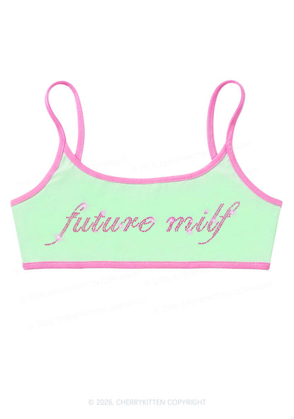 Rhinestone Pink Future Mxxf Y2K Super Crop Cami Cherrykitten