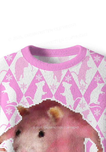 Sweet Pink Ratz Y2K Christmas Knit Sweatshirt Cherrykitten