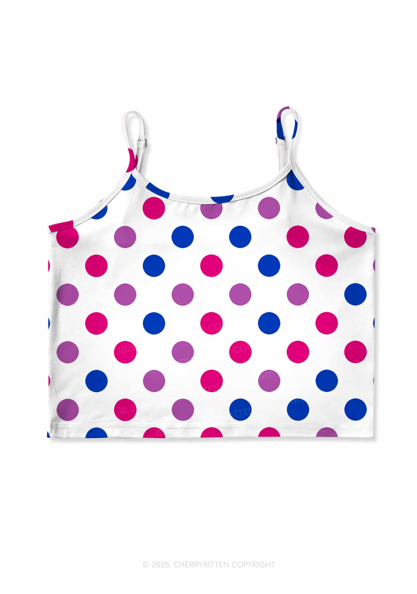 Bisexual Dots On White Pride Y2K Print Cami Crop Top Cherrykitten