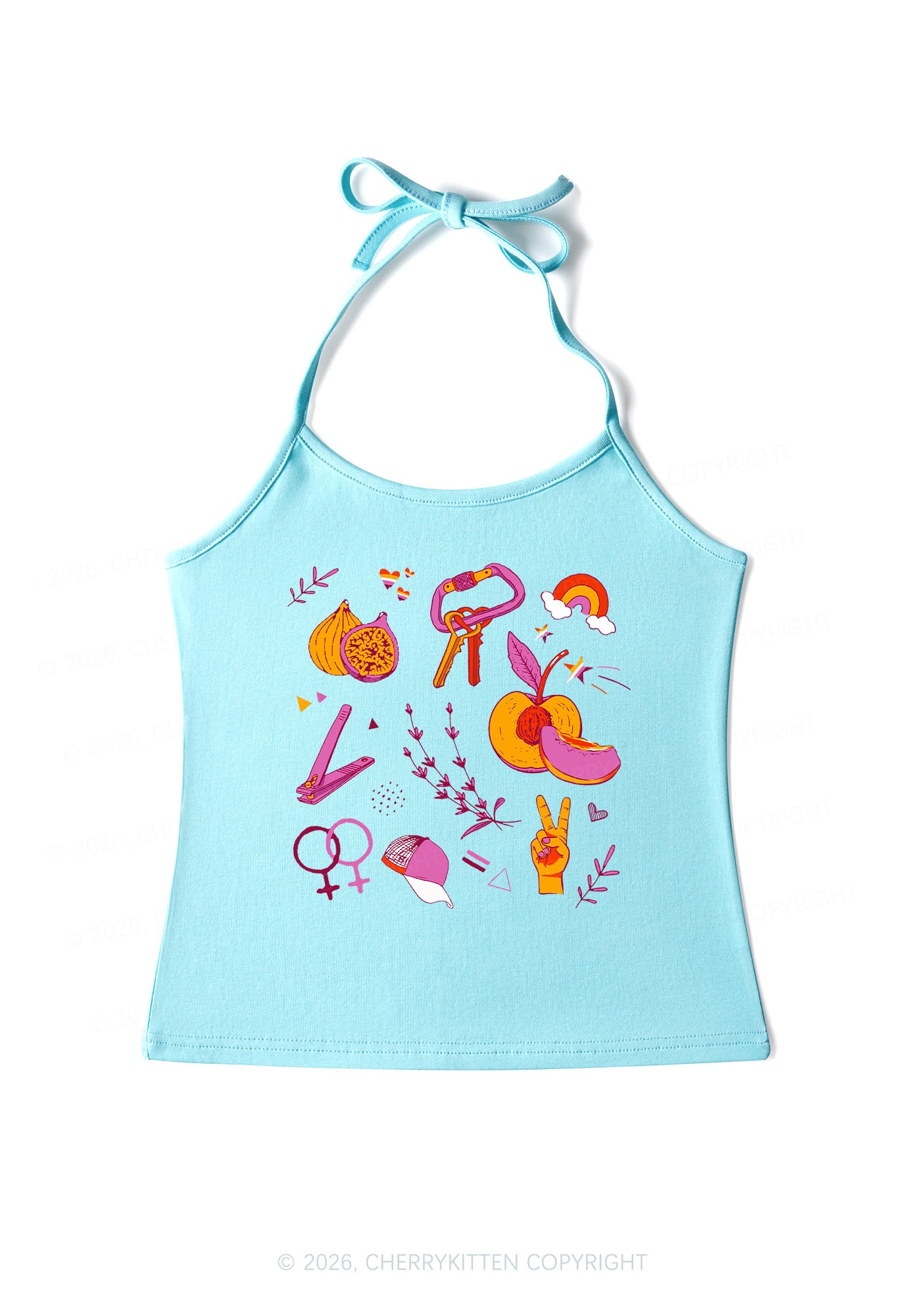 Lesbian Symbols Pride Y2K Halter Neck Cami Cherrykitten