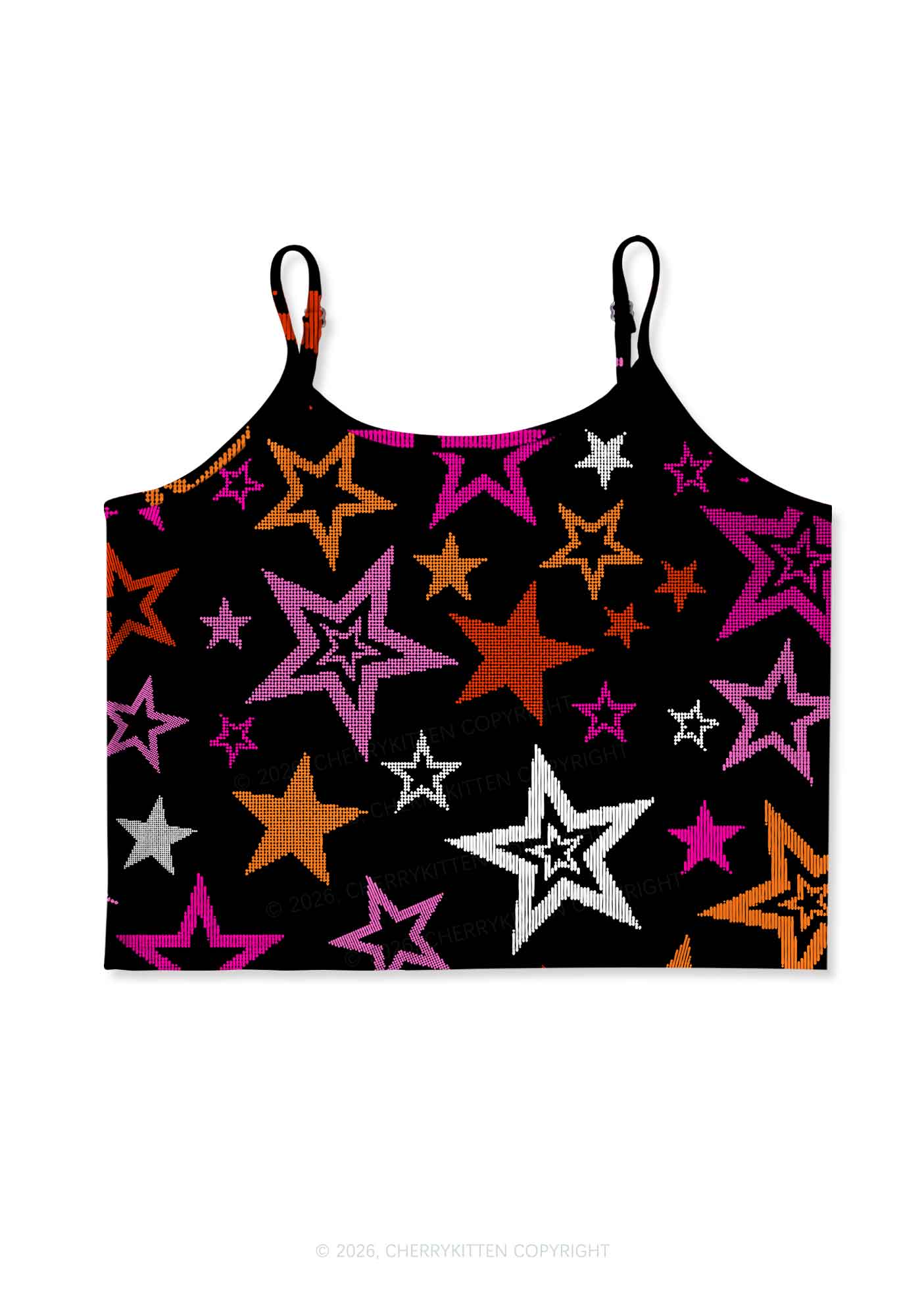 Lesbian Star Pride Y2K Print Cami Crop Top Cherrykitten