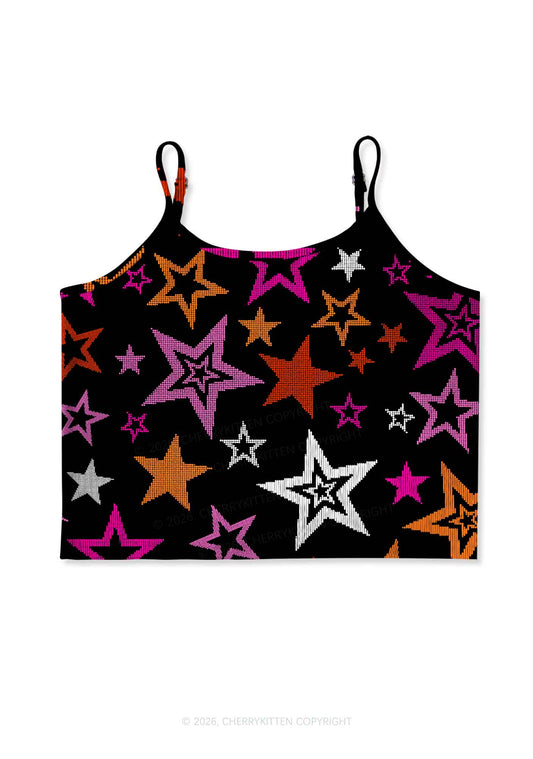 Lesbian Star Pride Y2K Print Cami Crop Top Cherrykitten