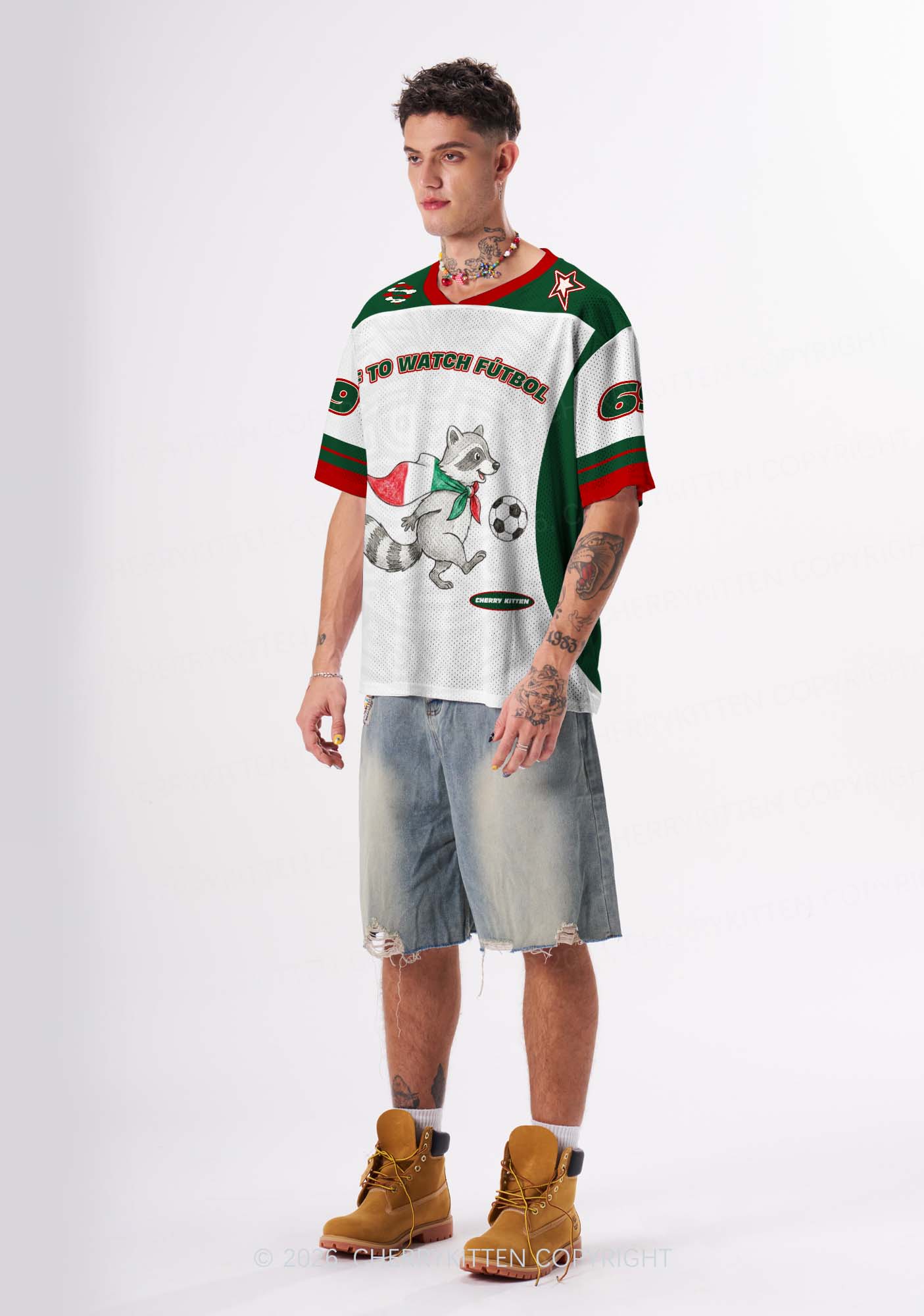 Custom Off To Watch Futbol Raccoon Y2K Sport Jersey Shirts Cherrykitten
