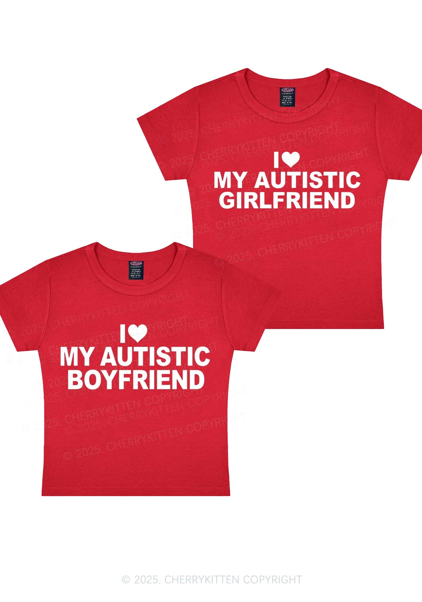 I Love My Autistic GF BF Y2K Valentine's Day Baby Tee Cherrykitten