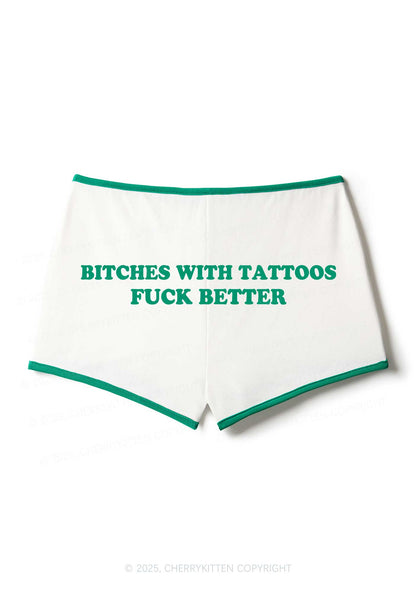 Bxxches With Tattoos Fxxk Better Y2K Booty Shorts Cherrykitten