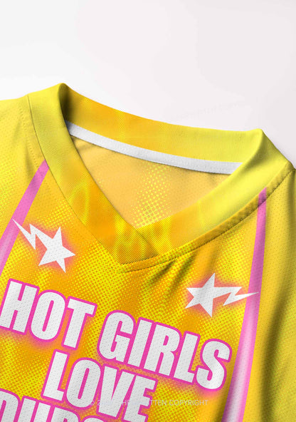 Hot Girls Love Dubstep Y2K Crop Football Jersey Shirts Cherrykitten