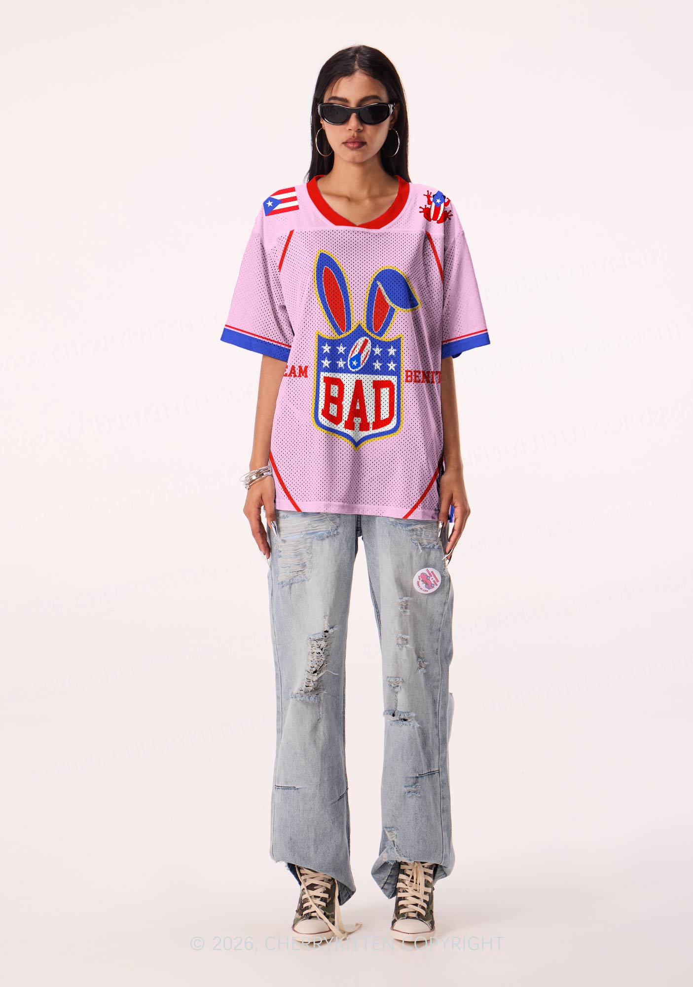 Pink Football Bunny Y2K Sport Jersey Shirts Cherrykitten