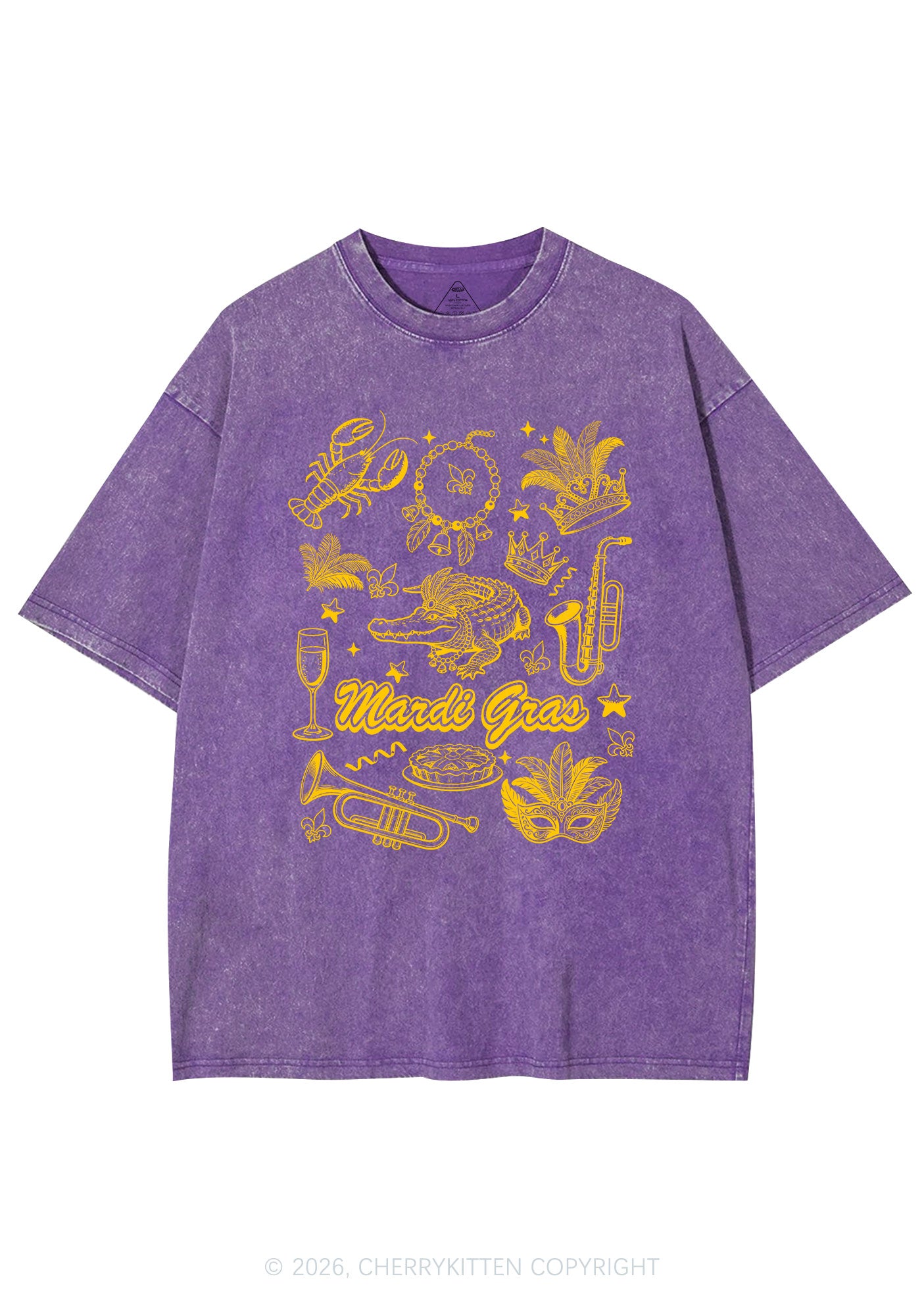 Mardi Gras Symbols Y2K Shirts Washed Tee Cherrykitten