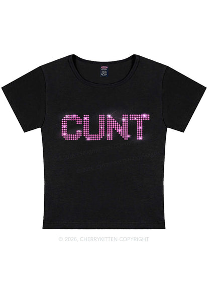 Rhinestone Pink Cxxt Y2K Baby Tee Cherrykitten