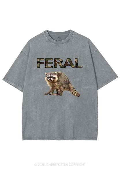Feral Raccoon Y2K Shirts Washed Tee Cherrykitten