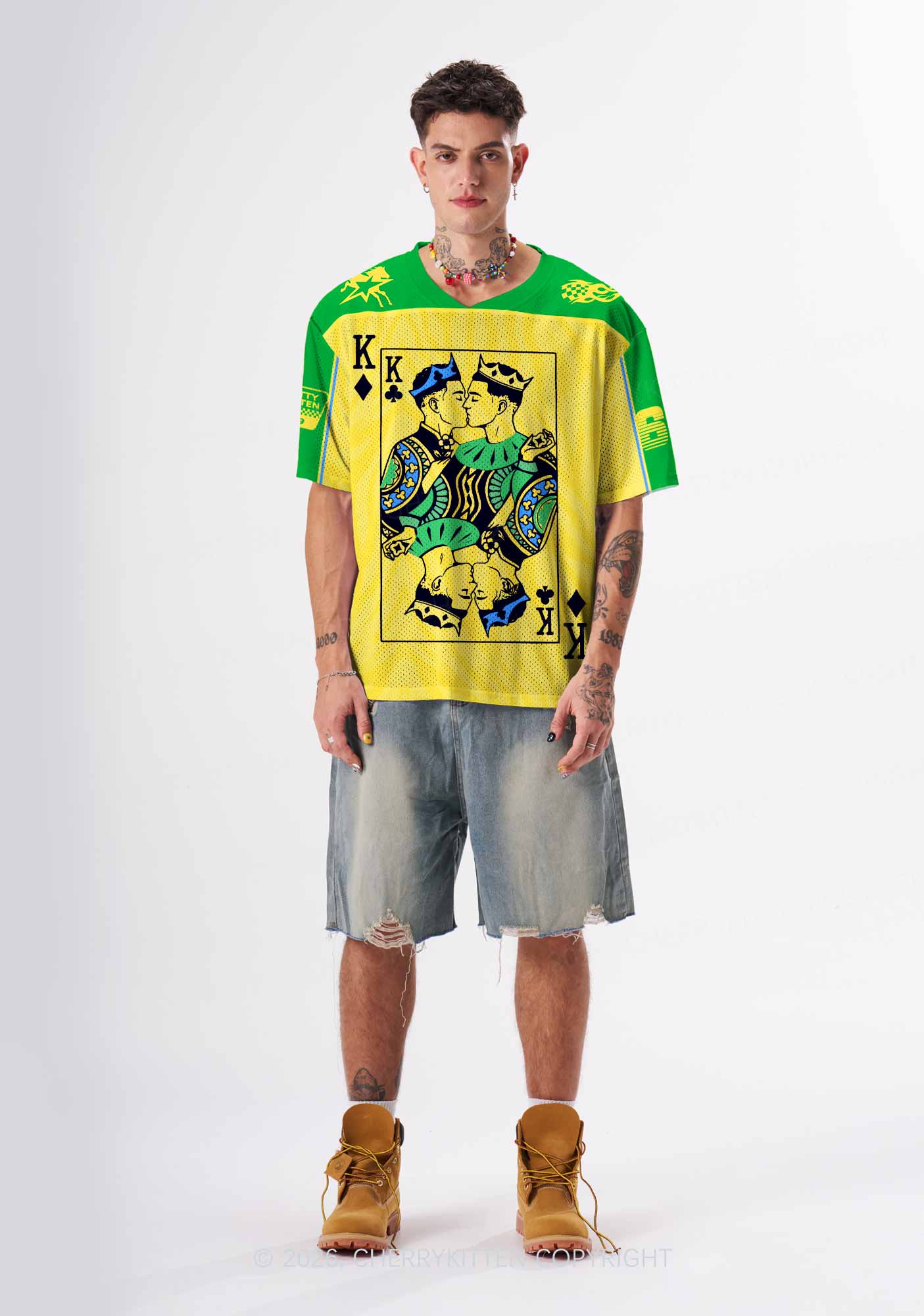 Yellow Gay King Pride Y2K Sport Jersey Shirts Cherrykitten