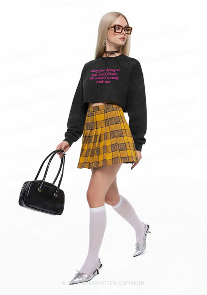Sorry For Being So Funny Y2K Crop Washed Sweatshirts Cherrykitten