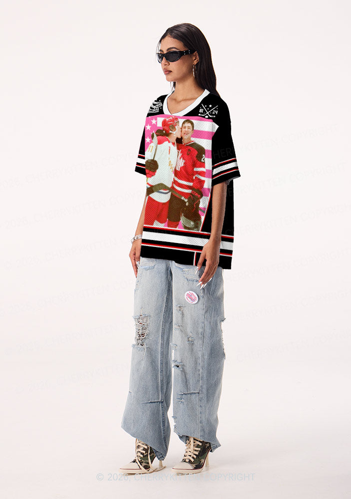 Retro Red Kissing HR Y2K Sport Jersey Shirts Cherrykitten