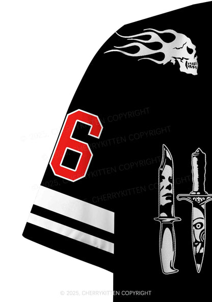 Custom Halloween Ghost Knife Y2K Crop Sport Jersey Shirts Cherrykitten