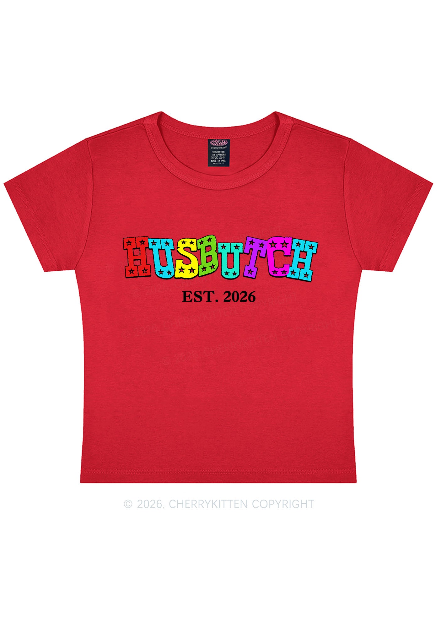 Custom Year Rainbow Husbutch Pride Y2K Baby Tee Cherrykitten