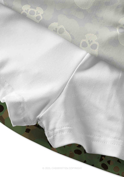 Halloween Camouflage Skull Y2K Print Mini Skirt Cherrykitten