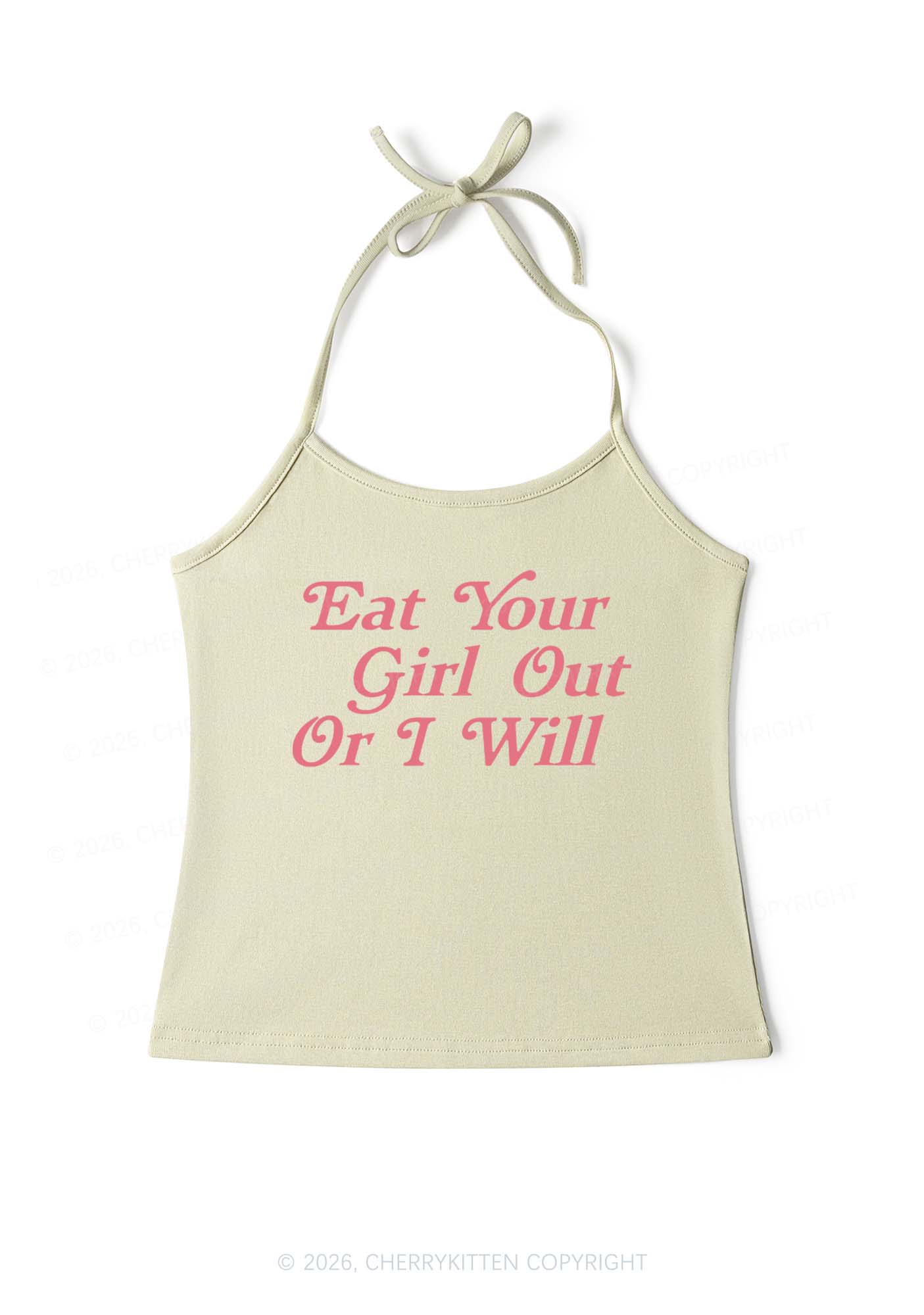 Eat Your Girl Out Y2K Halter Neck Cami Cherrykitten