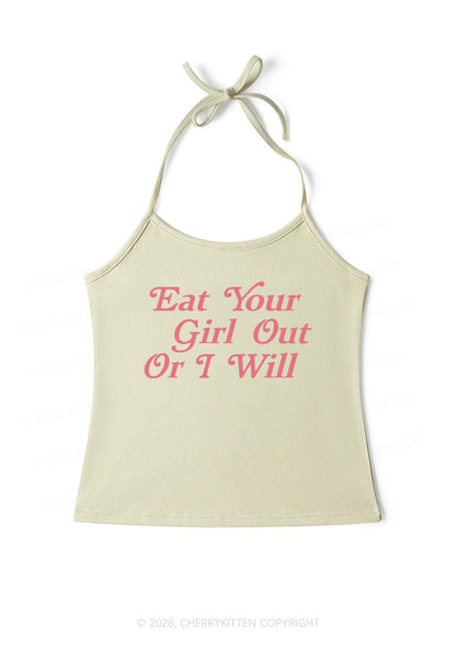Eat Your Girl Out Y2K Halter Neck Cami Cherrykitten