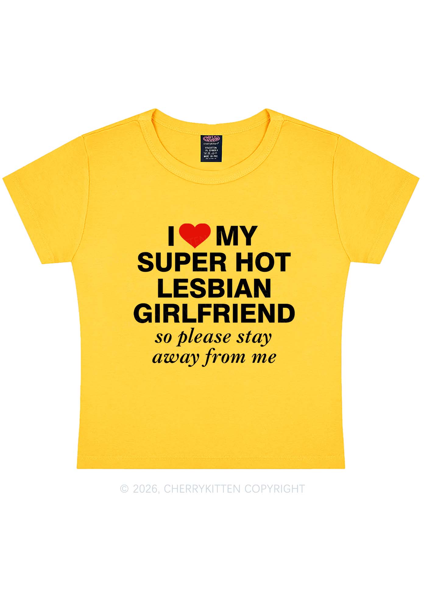 I Love My Super Hot Lesbian GF Pride Y2K Baby Tee Cherrykitten