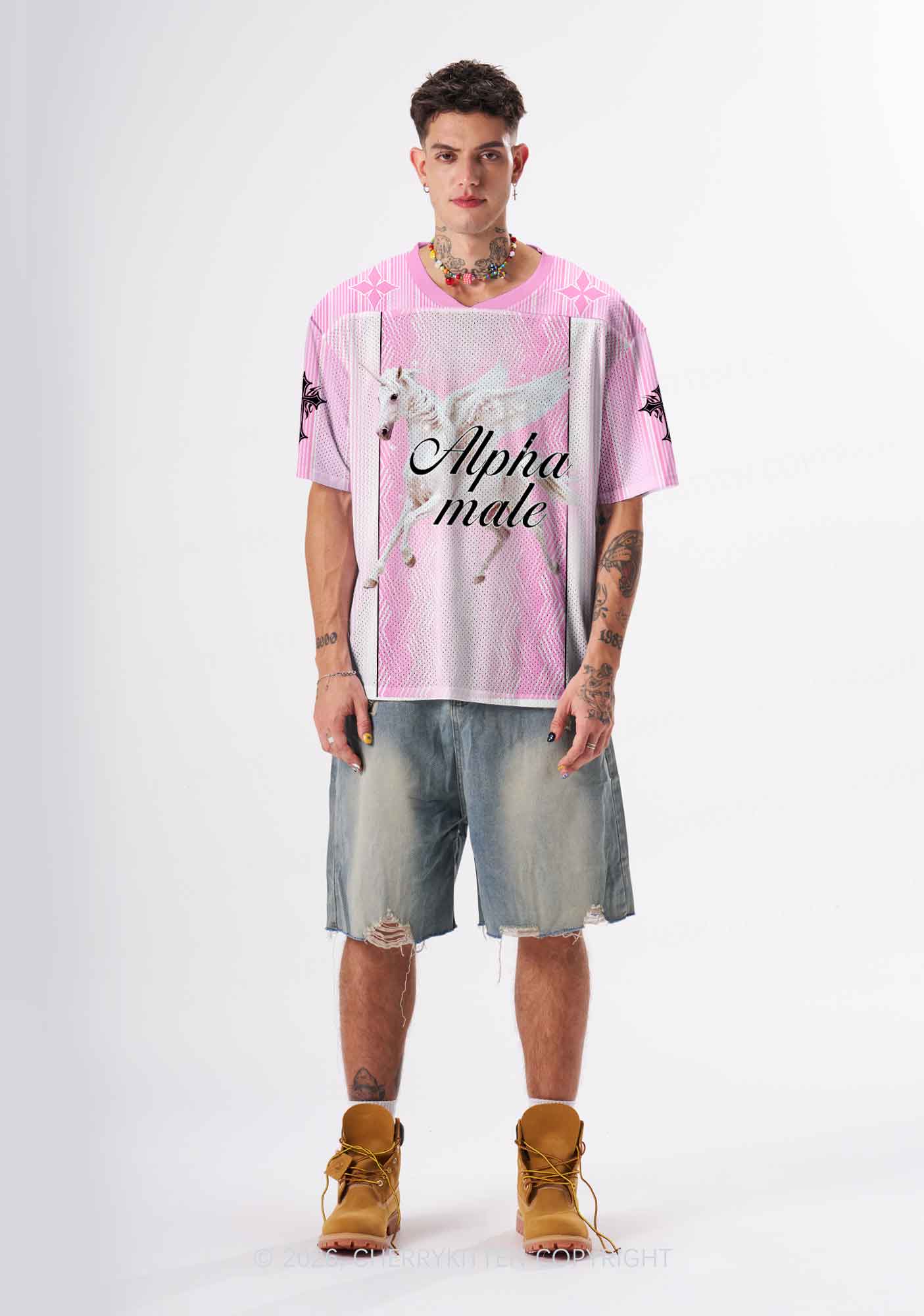 Pink Alpha Male Unicorn Pride Y2K Sport Jersey Shirts Cherrykitten