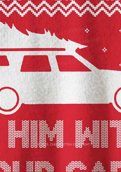 Hit Him Y2K Christmas Knit Sweatshirt Cherrykitten